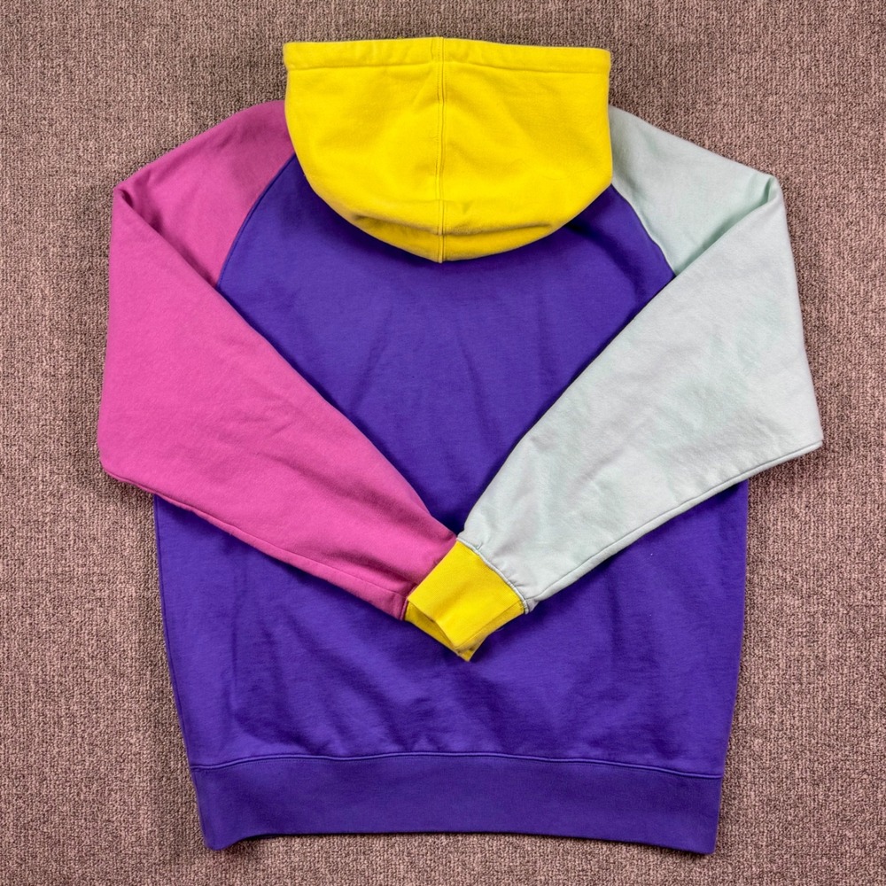 Teddy Fresh Colorblock Hoodie XL Purple Yellow Multicolor Streetwear Pullover - Picture 2 of 8